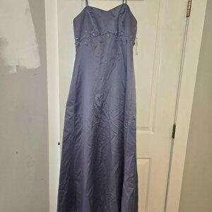 Davids Bridal Periwinkle Spaghetti Strap with Train